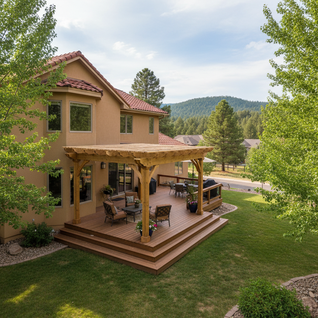 Completed pergola construction work at a residential property in Flagstaff, AZ