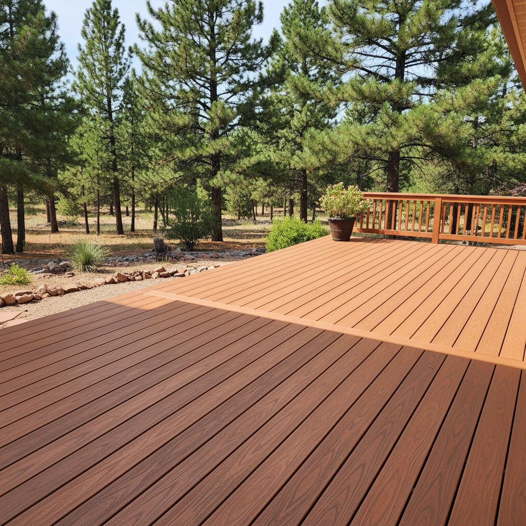 Completed composite decks work at a residential property in Flagstaff, AZ
