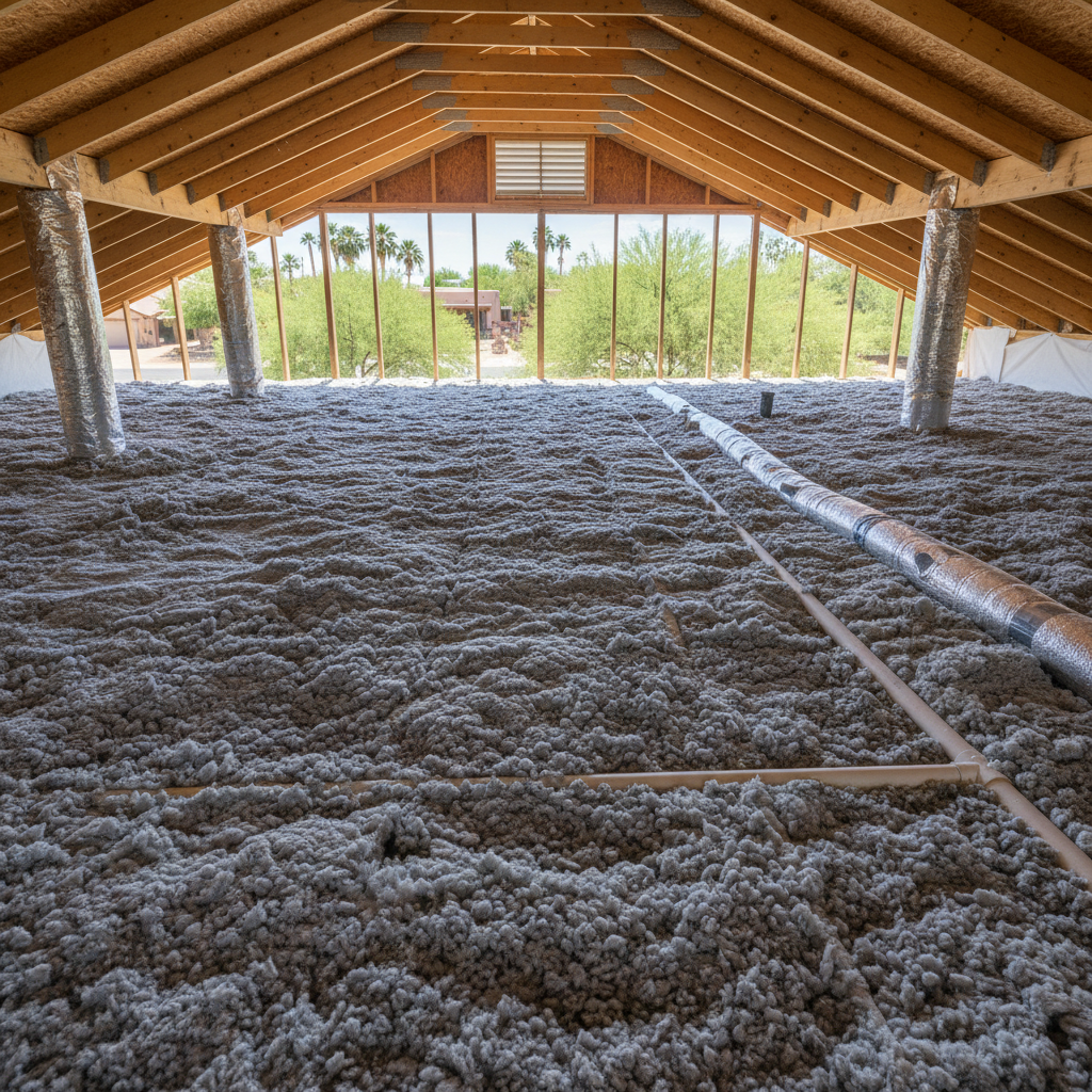Completed attic insulation work at a residential property in Chandler, AZ