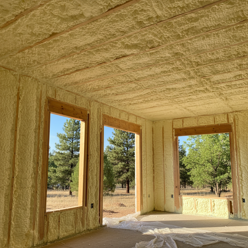 Completed open cell spray foam work at a residential property in Flagstaff, AZ