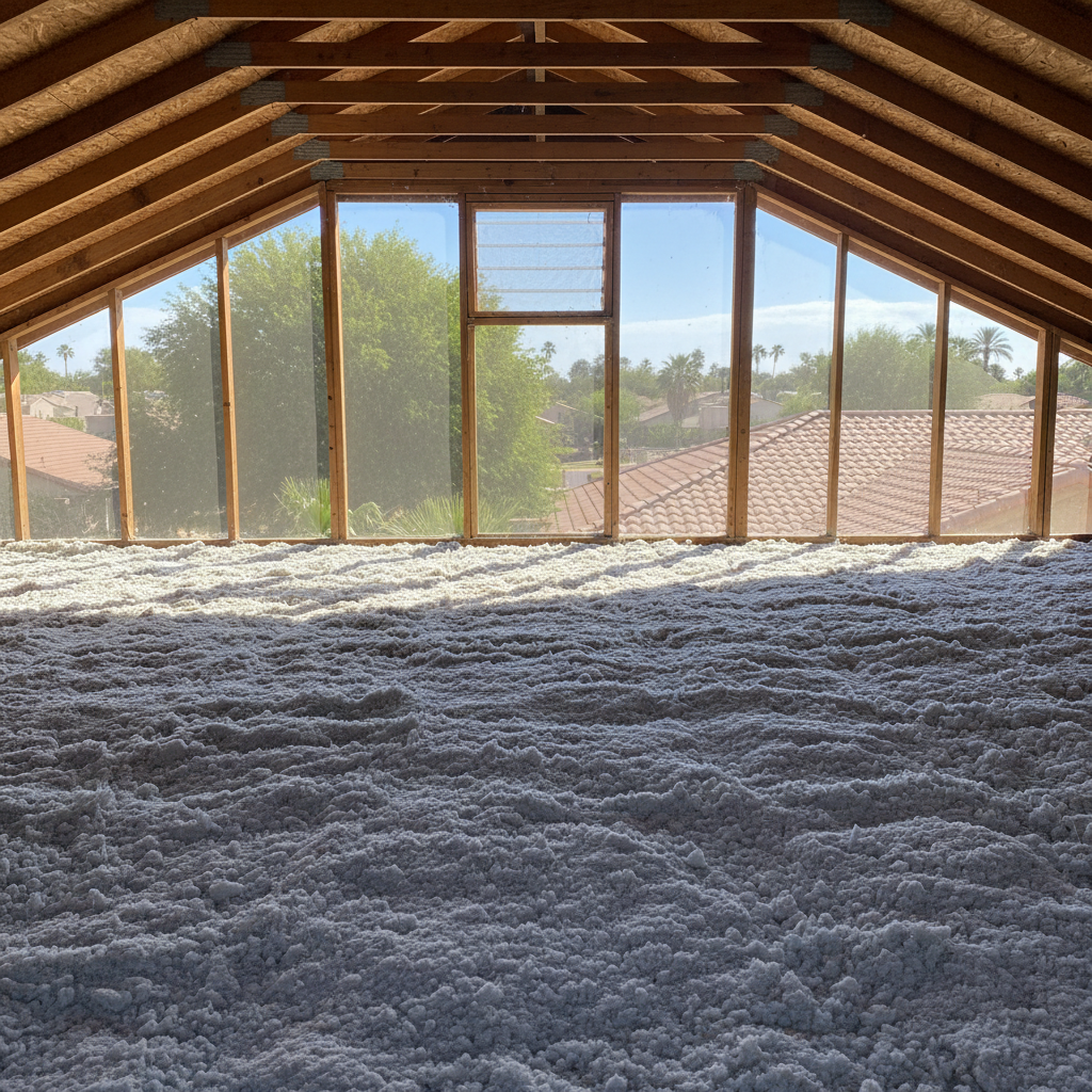 Completed attic insulation work at a residential property in Gilbert, AZ
