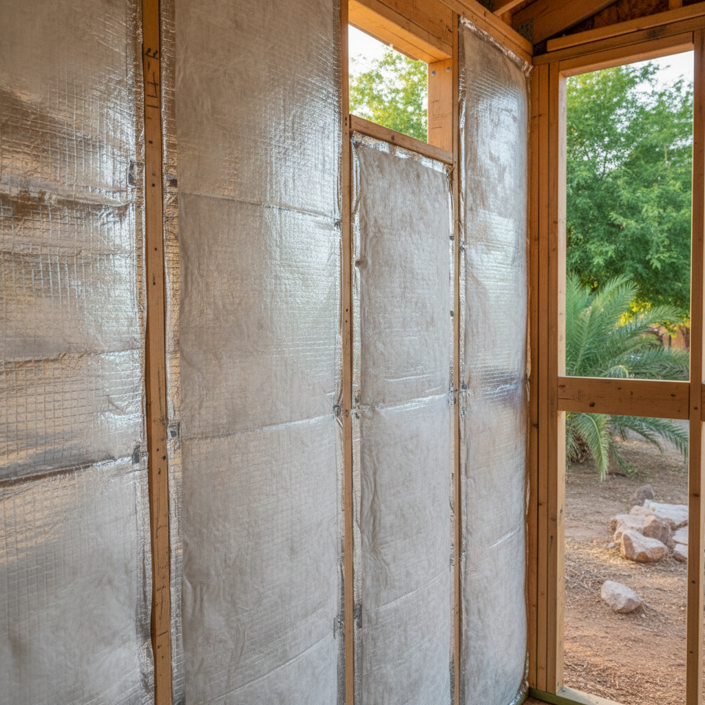 Completed shed insulation work at a residential property in Glendale, AZ