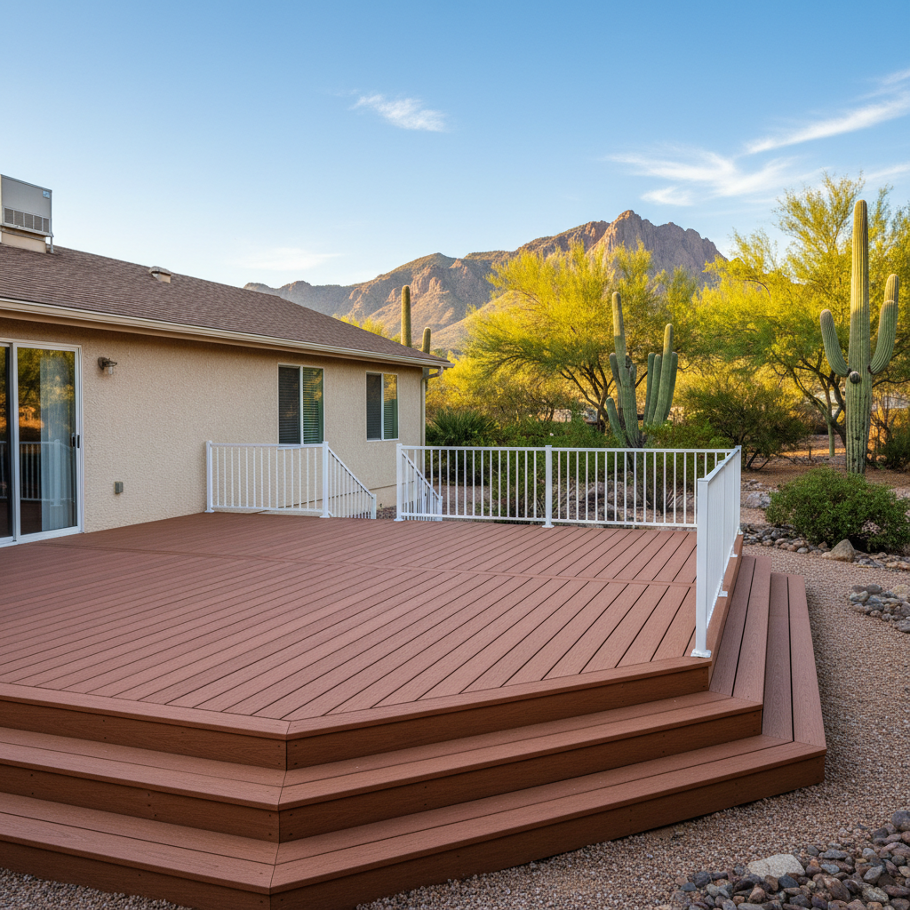 Completed deck construction work at a residential property in Apache Junction, AZ