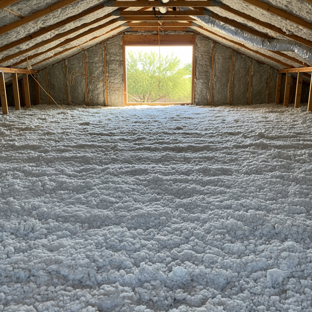 Completed blown-in insulation work at a residential property in Mesa, AZ