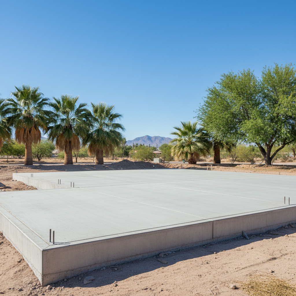 Completed concrete foundations work at a residential property in Bullhead City, AZ
