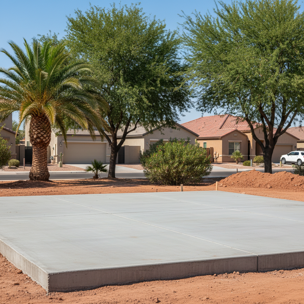 Completed concrete foundations work at a residential property in Laveen Village, AZ