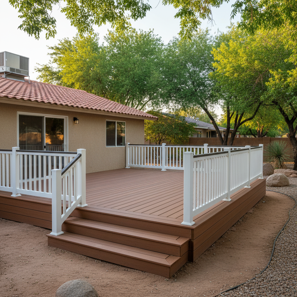 Completed composite decks work at a residential property in Apache Junction, AZ