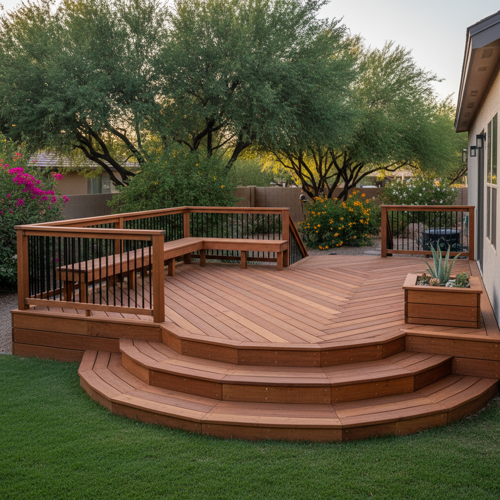 Completed wooden decks work at a residential property in Chandler, AZ