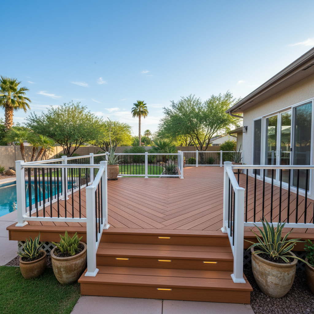 Completed composite decks work at a residential property in Chandler, AZ