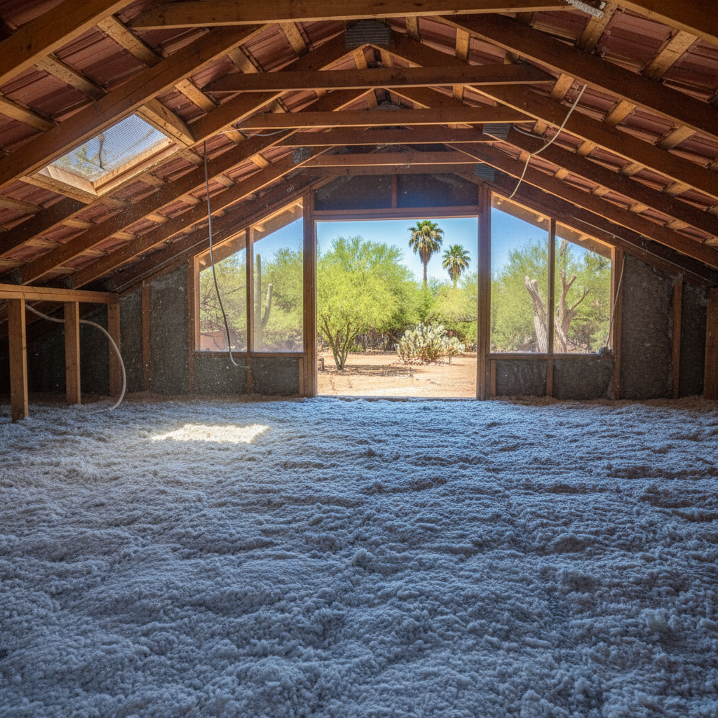 Completed blown-in insulation work at a residential property in Tucson, AZ