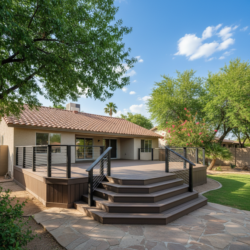 Completed composite decks work at a residential property in Coolidge, AZ