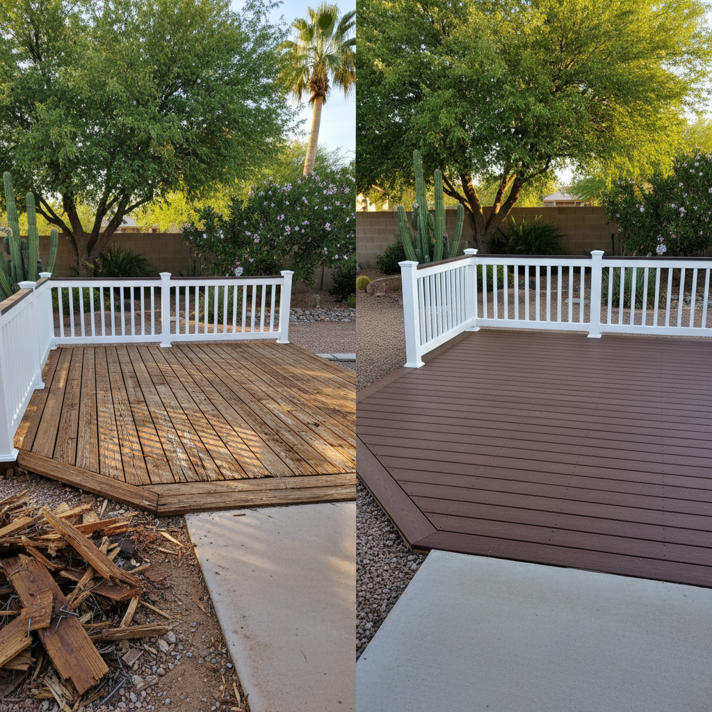 Completed trex decks work at a residential property in Apache Junction, AZ