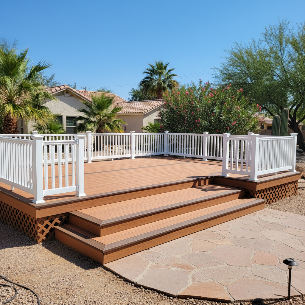 Completed trex decks work at a residential property in Coolidge, AZ