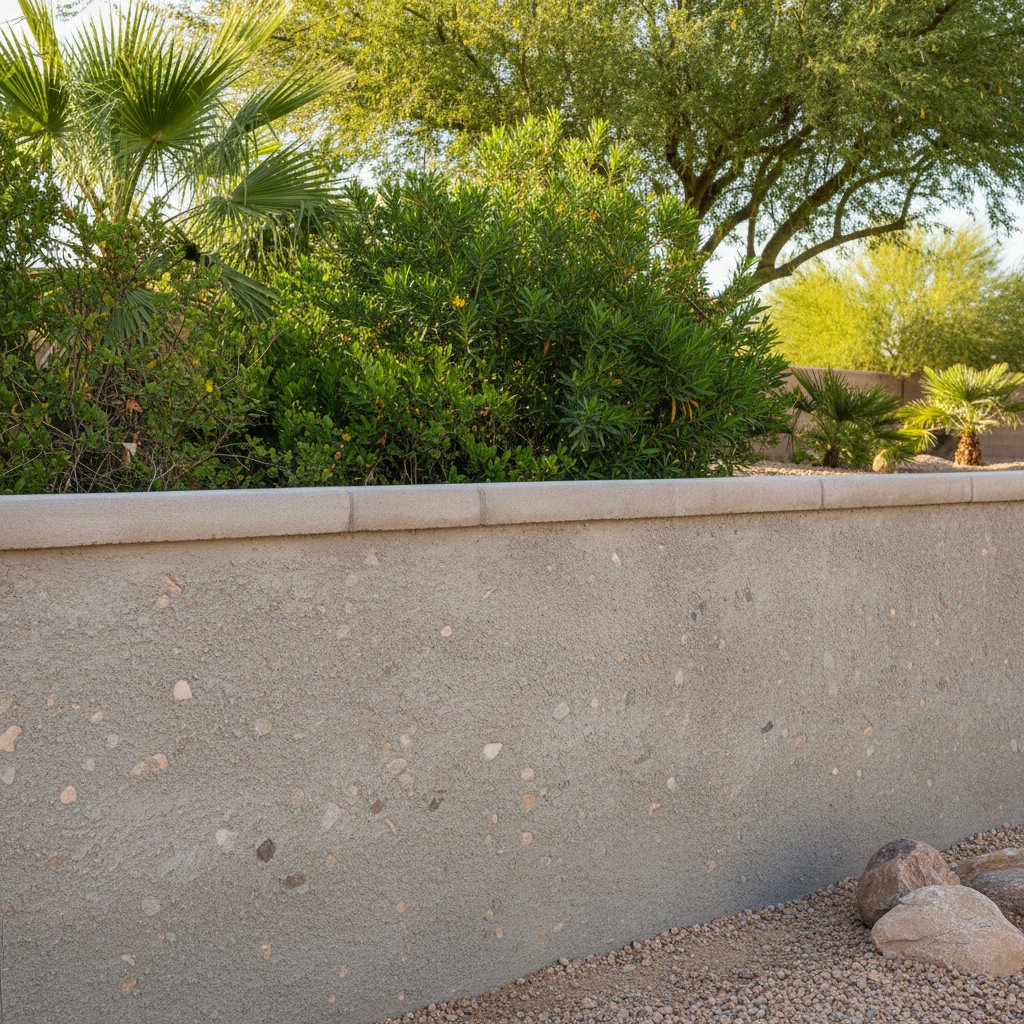 Completed concrete retaining walls work at a residential property in Bullhead City, AZ