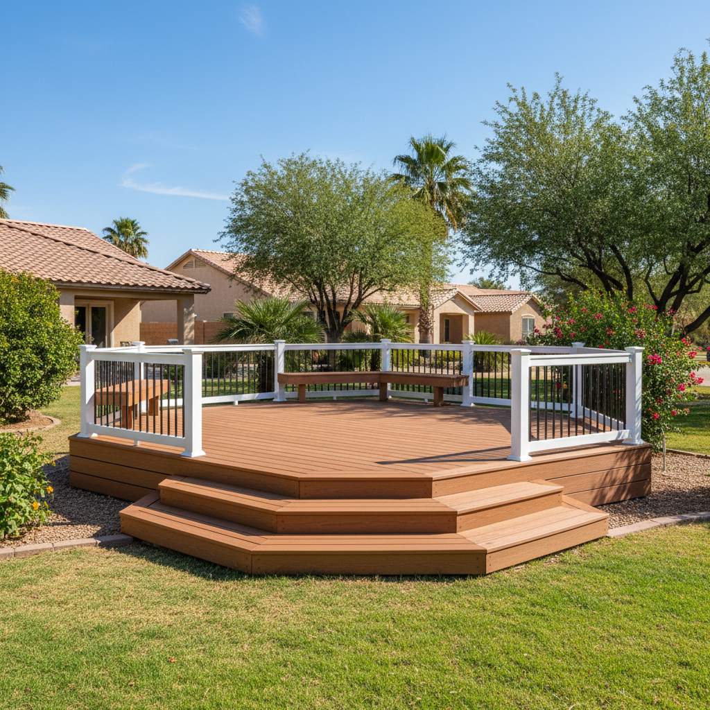 Completed trex decks work at a residential property in Queen Creek, AZ