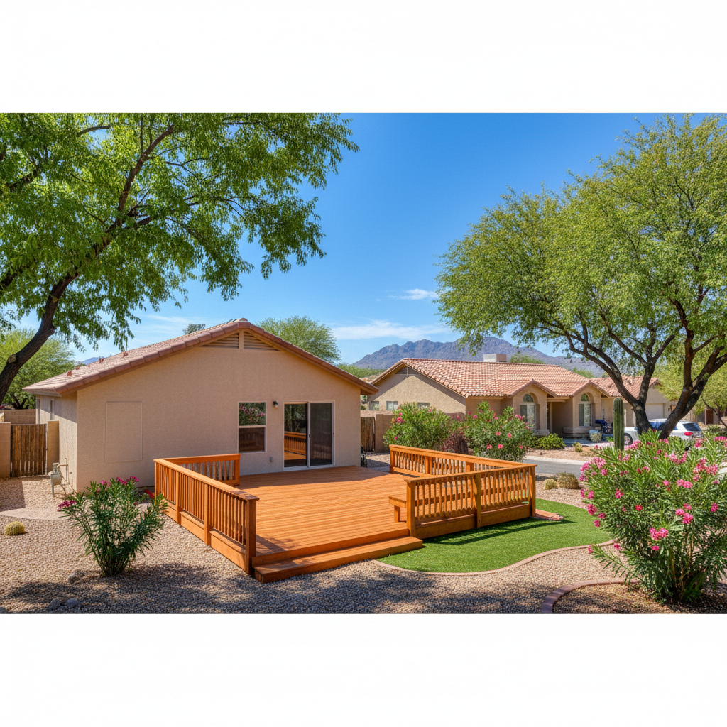 Completed deck repair work at a residential property in Queen Creek, AZ