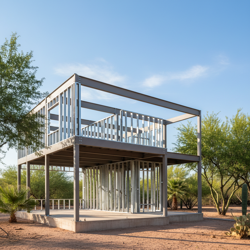 Completed steel frame erection work at a residential property in Avondale, AZ