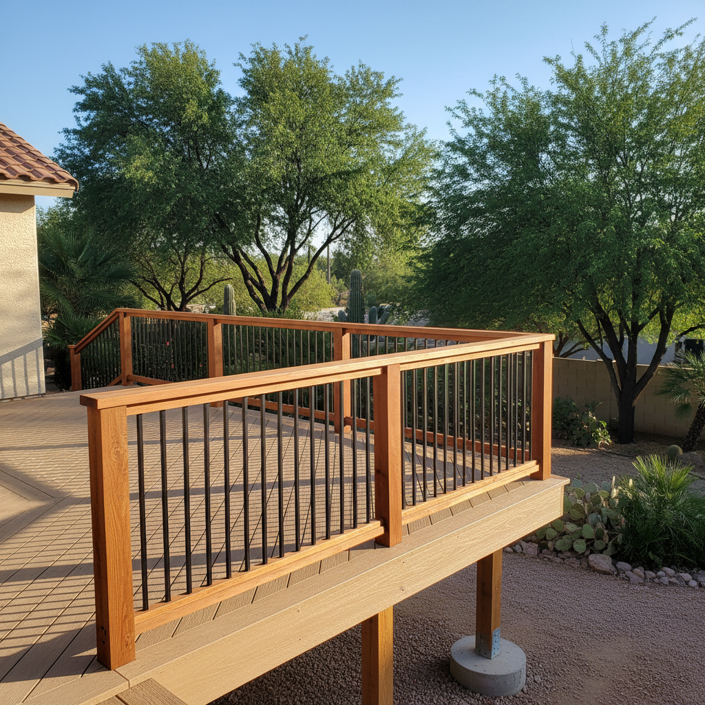 Completed deck railing installation work at a residential property in Phoenix, AZ