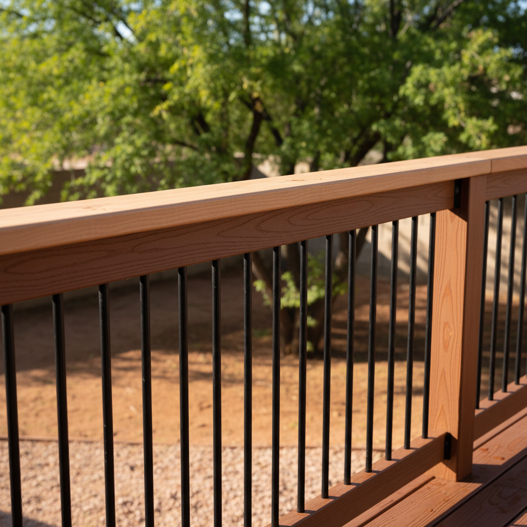 Completed deck railing installation work at a residential property in Coolidge, AZ