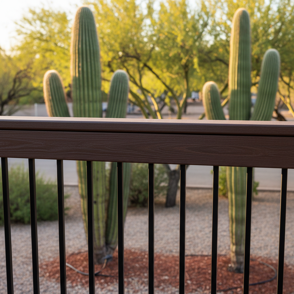 Completed deck railing installation work at a residential property in Scottsdale, AZ