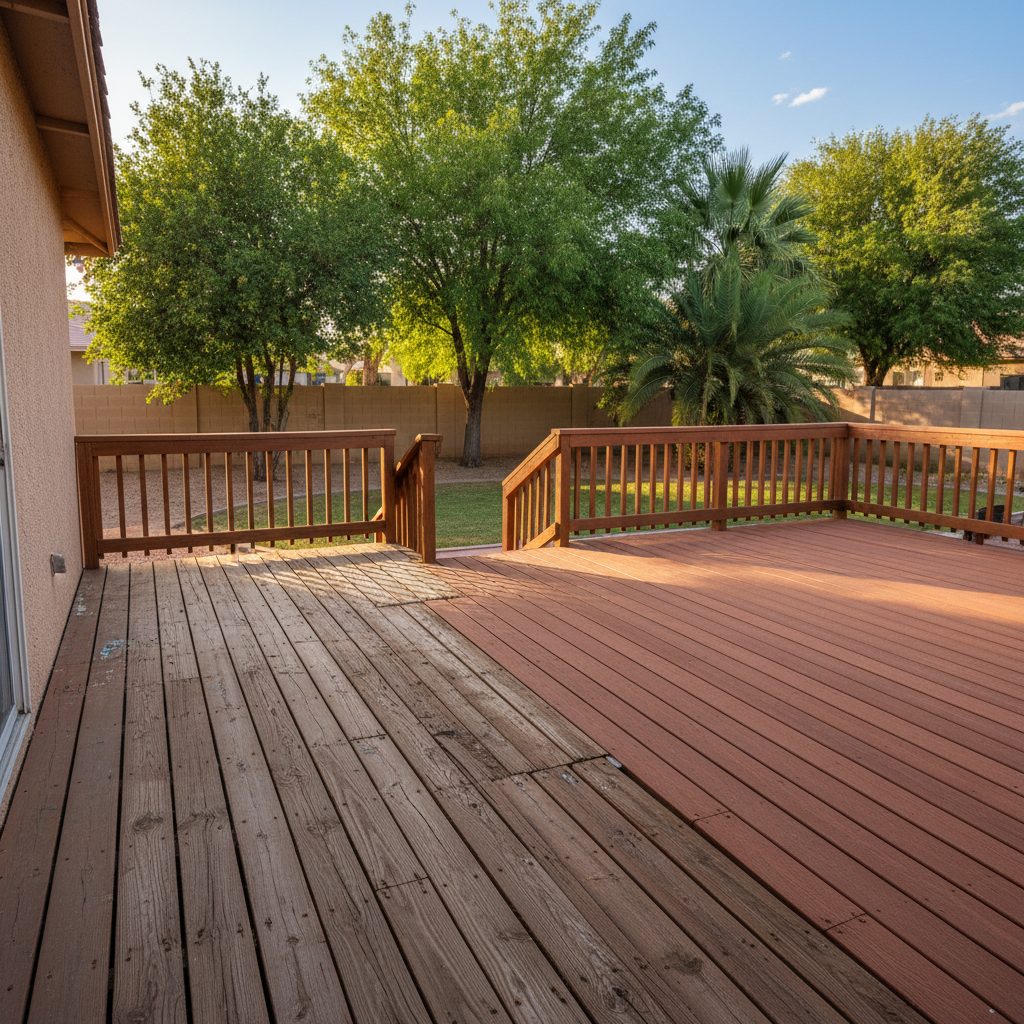 Completed deck repair work at a residential property in El Mirage, AZ