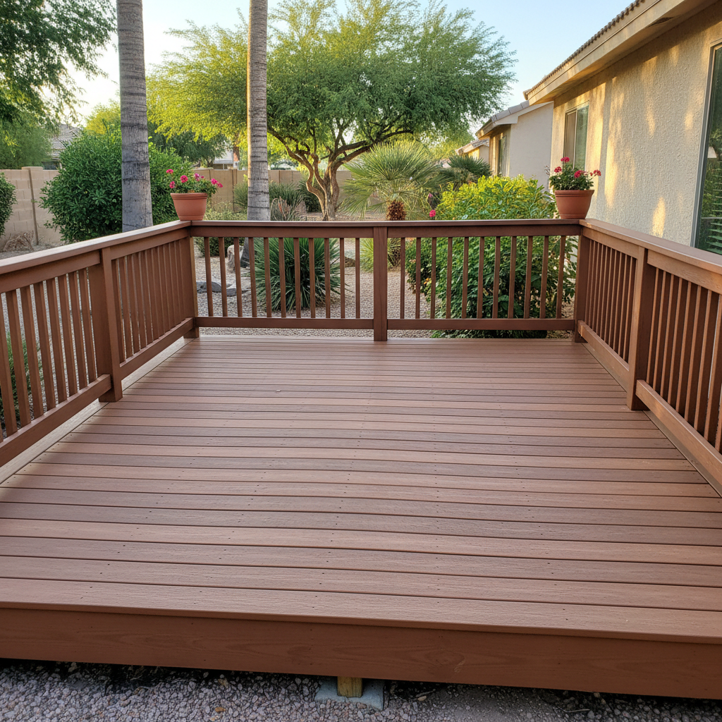 Completed trex decks work at a residential property in Chandler, AZ