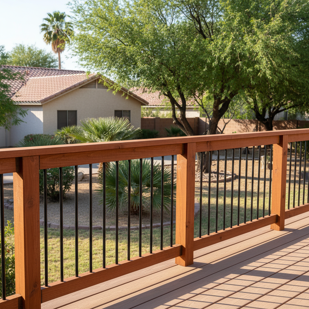 Completed deck railing installation work at a residential property in Glendale, AZ