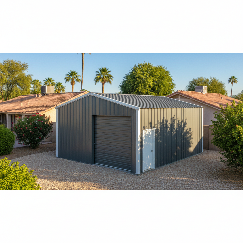 Completed metal building installation work at a residential property in Glendale, AZ