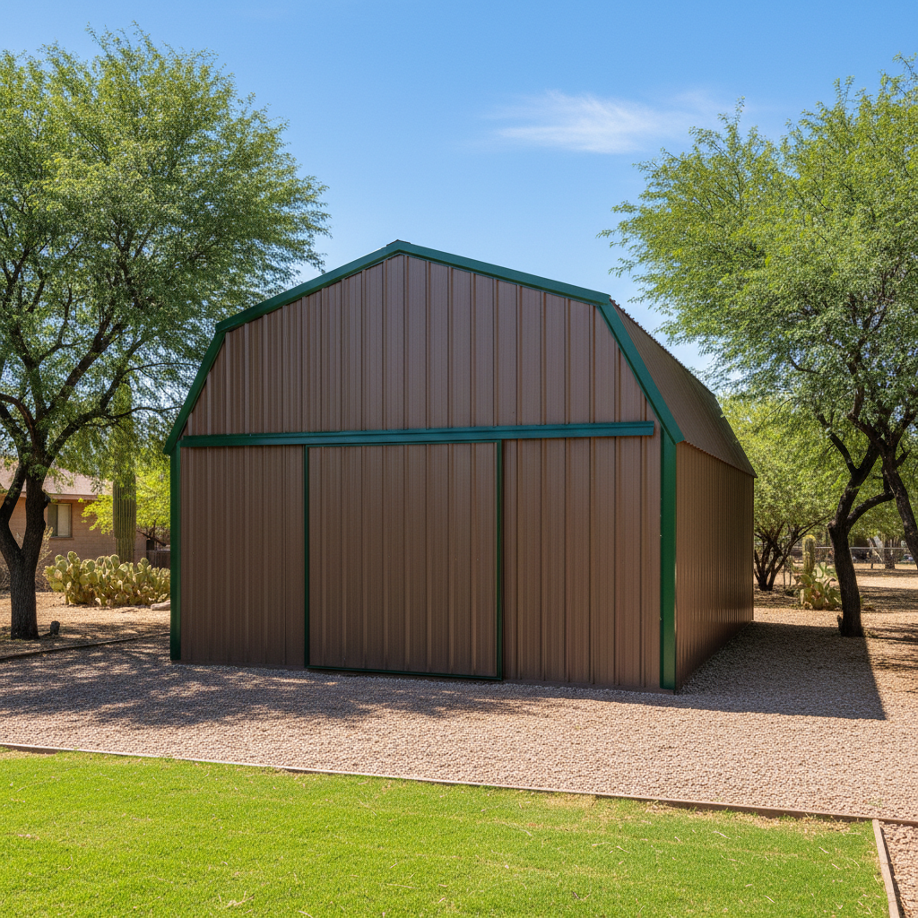 Completed metal pole barns work at a residential property in Coolidge, AZ