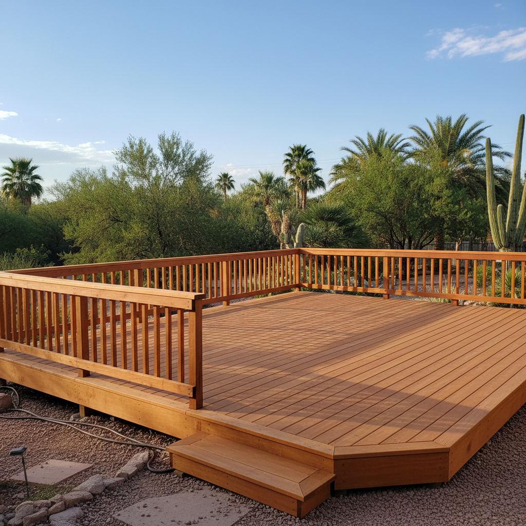 Completed deck construction work at a residential property in Scottsdale, AZ