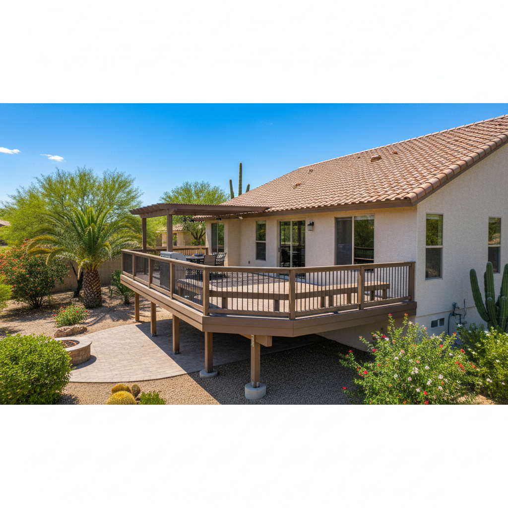 Completed deck construction work at a residential property in Glendale, AZ