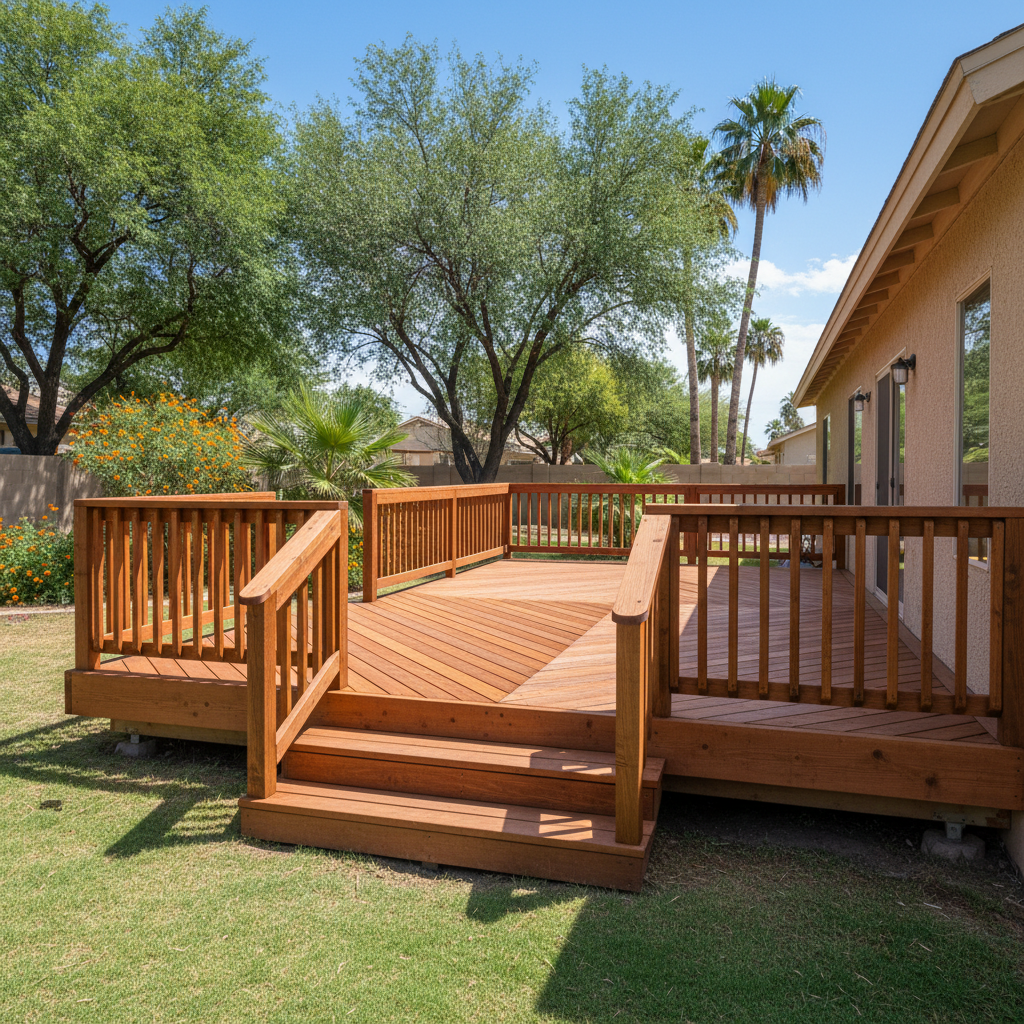 Completed wooden decks work at a residential property in El Mirage, AZ