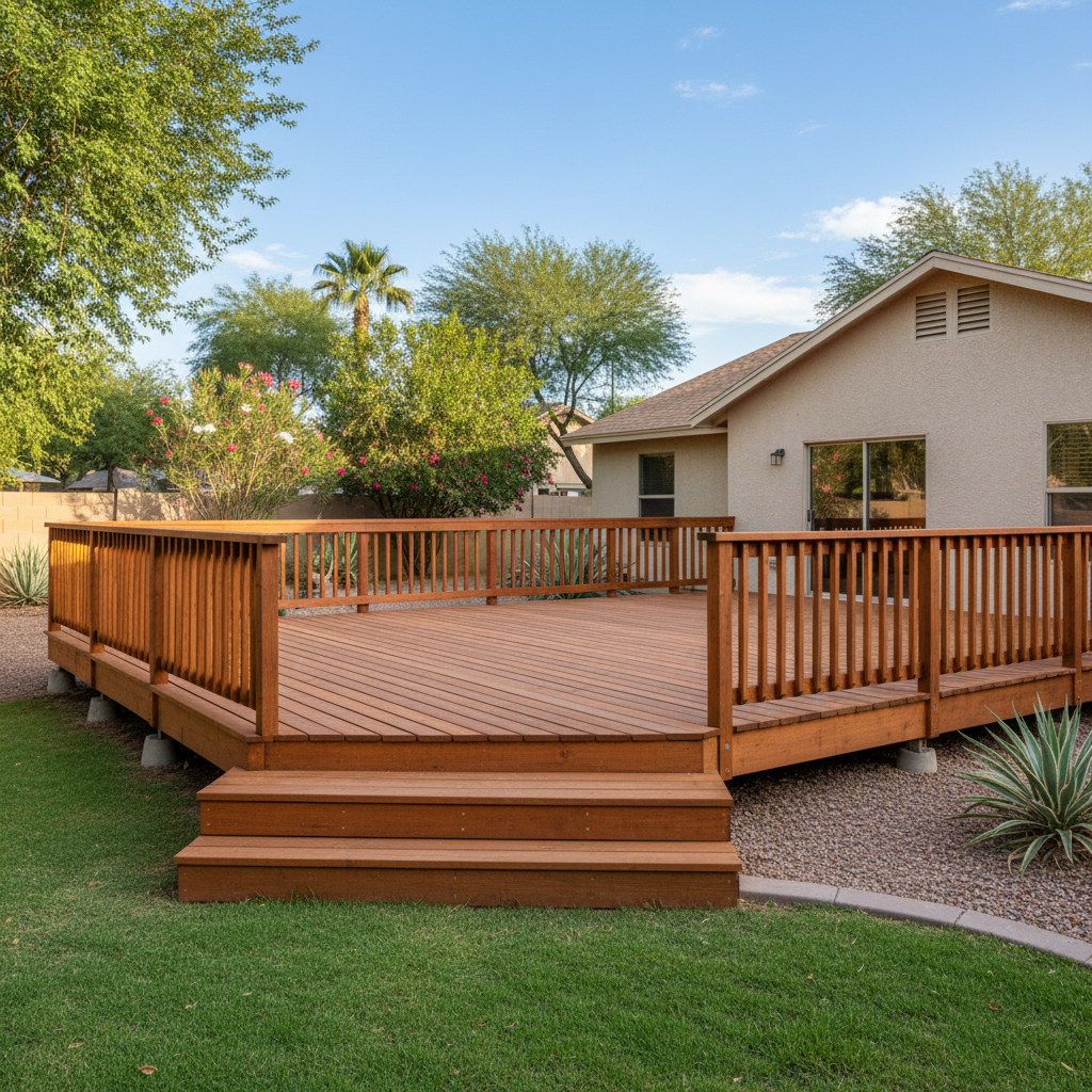 Completed wooden decks work at a residential property in Laveen, AZ