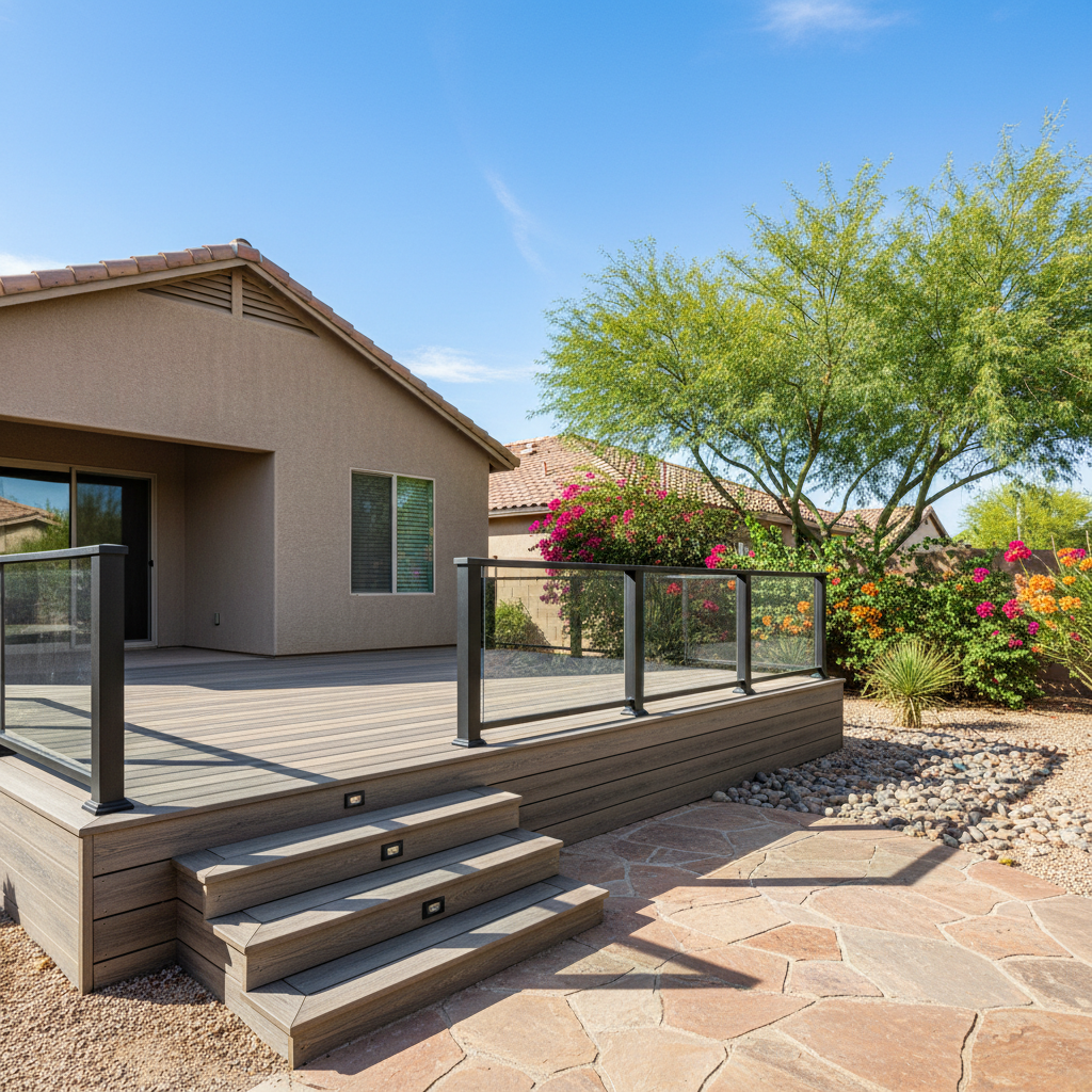 Completed composite decks work at a residential property in Glendale, AZ