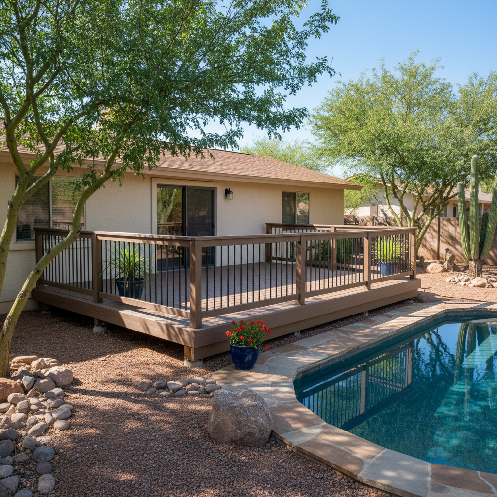 Completed composite decks work at a residential property in El Mirage, AZ