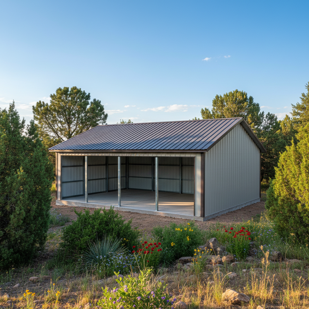 Completed metal post frame construction work at a residential property in Snowflake, AZ