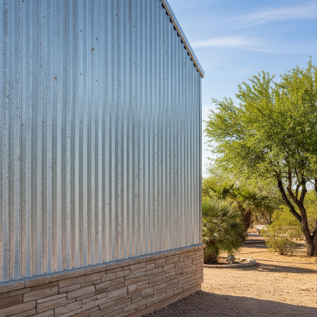 Completed metal barndominiums work at a residential property in Peoria, AZ