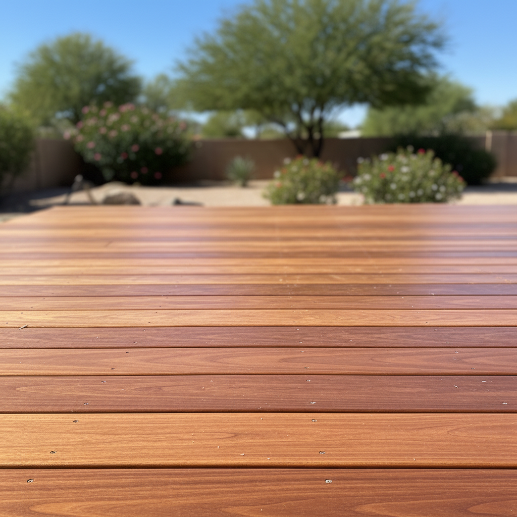 Completed deck construction work at a residential property in El Mirage, AZ