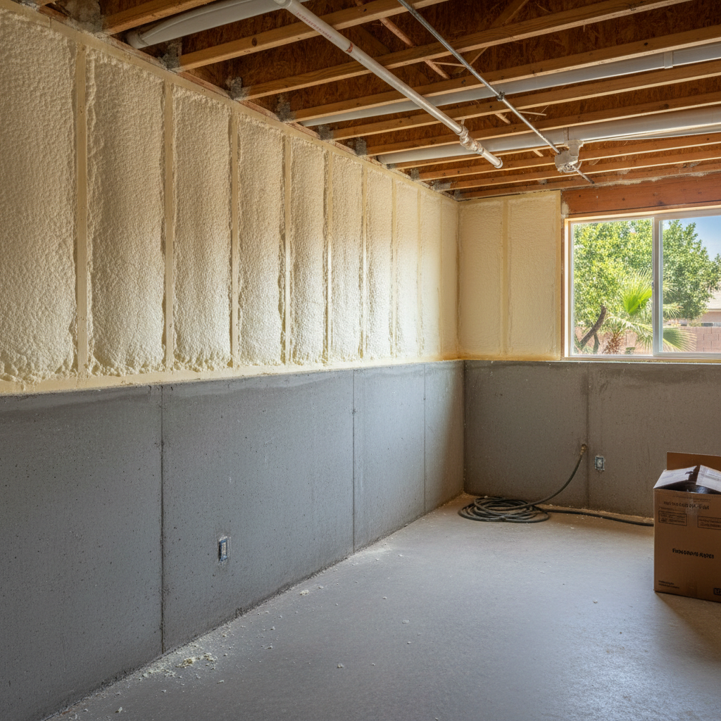 Completed basement insulation work at a residential property in Chandler, AZ