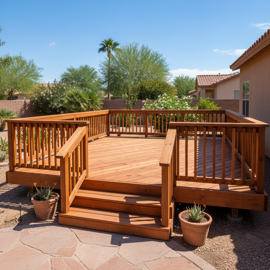 Completed wooden decks work at a residential property in Glendale, AZ