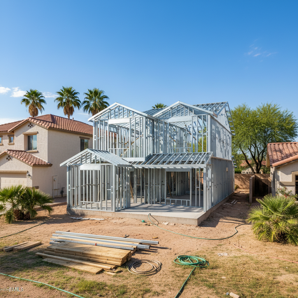 Completed steel frame erection work at a residential property in El Mirage, AZ