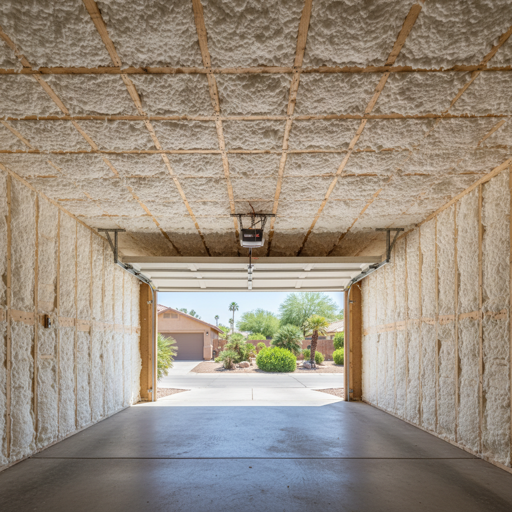 Completed garage insulation work at a residential property in Chandler, AZ