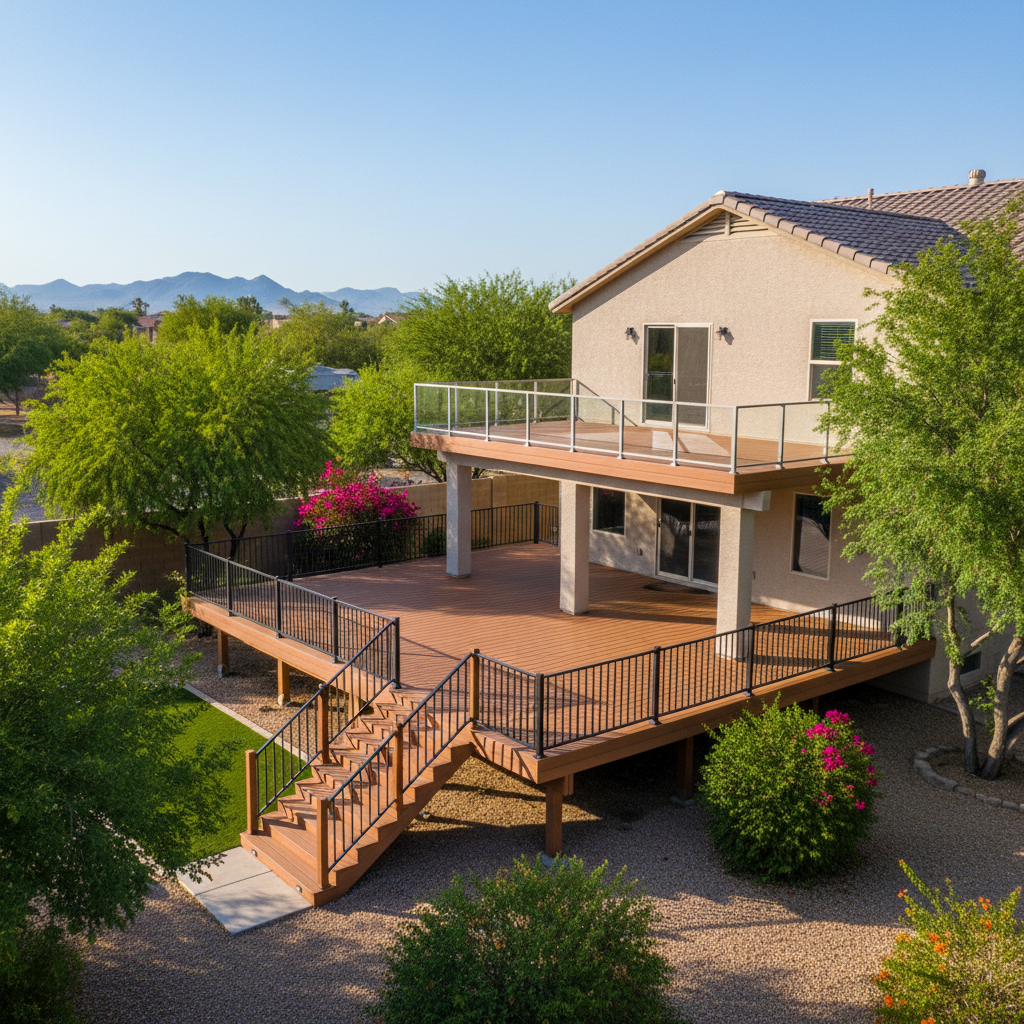 Completed composite decks work at a residential property in Laveen, AZ