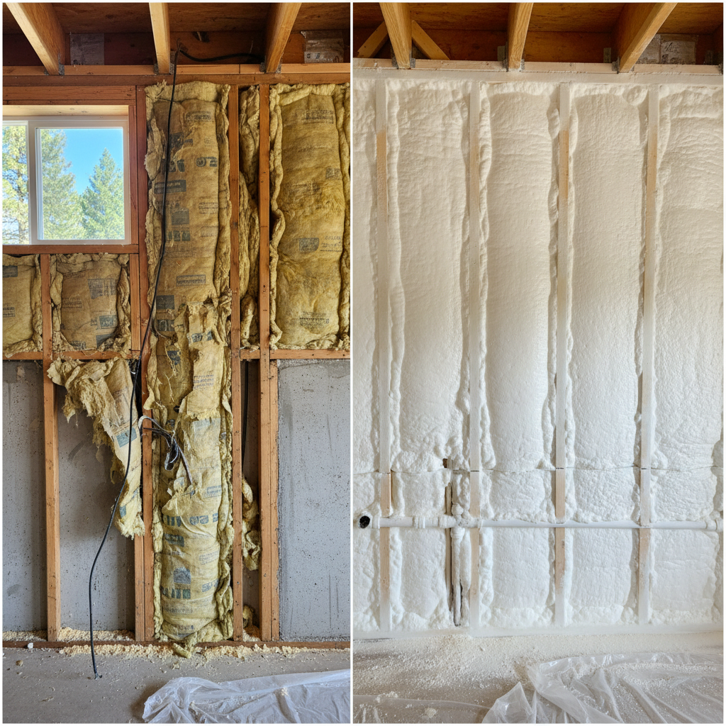 Completed basement insulation work at a residential property in Flagstaff, AZ