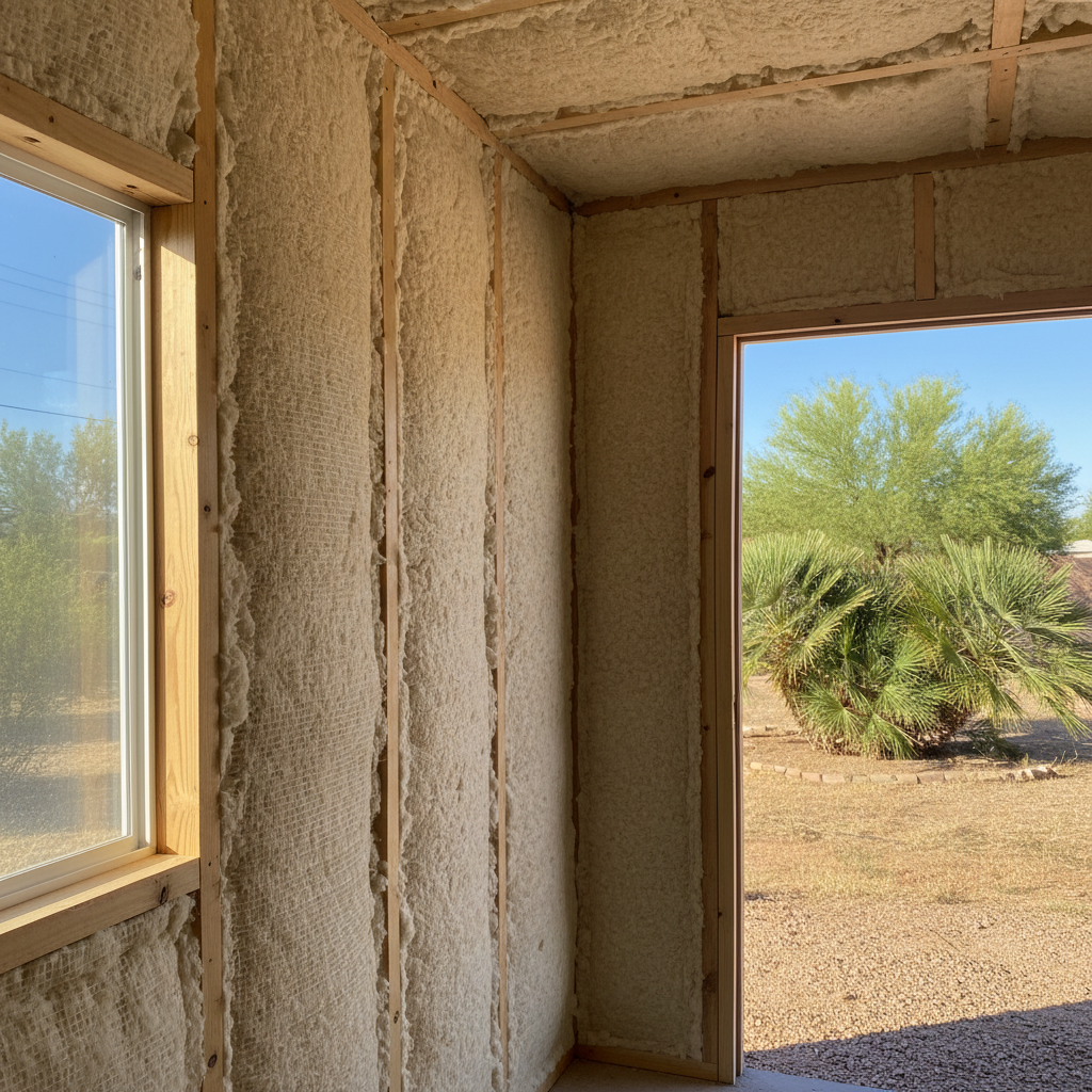 Completed shed insulation work at a residential property in Chandler, AZ