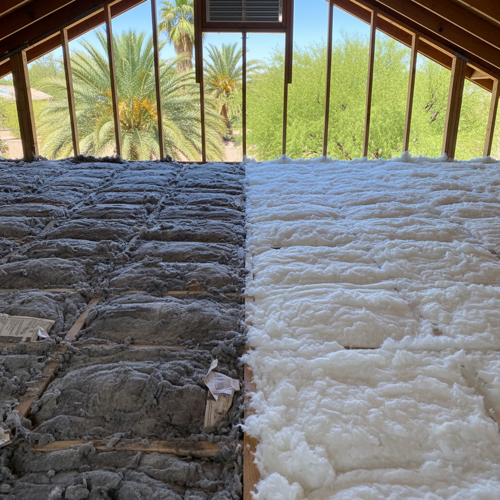 Completed blown-in insulation work at a residential property in Gilbert, AZ