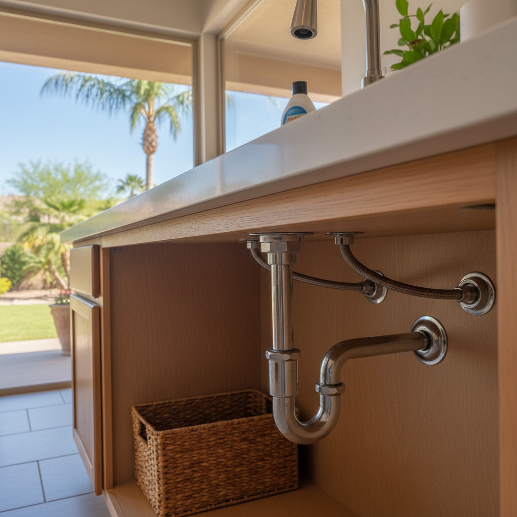 Completed kitchen plumbing work at a residential property in Chandler, AZ
