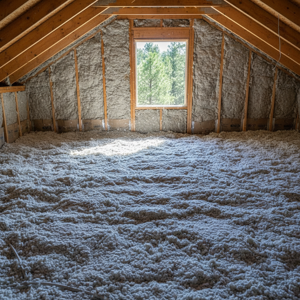 Completed blown-in insulation work at a residential property in Flagstaff, AZ