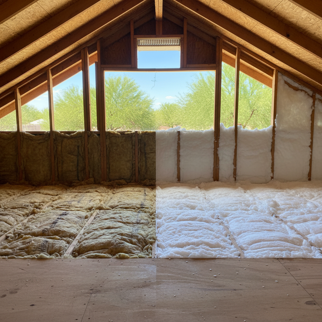 Completed shed insulation work at a residential property in Gilbert, AZ