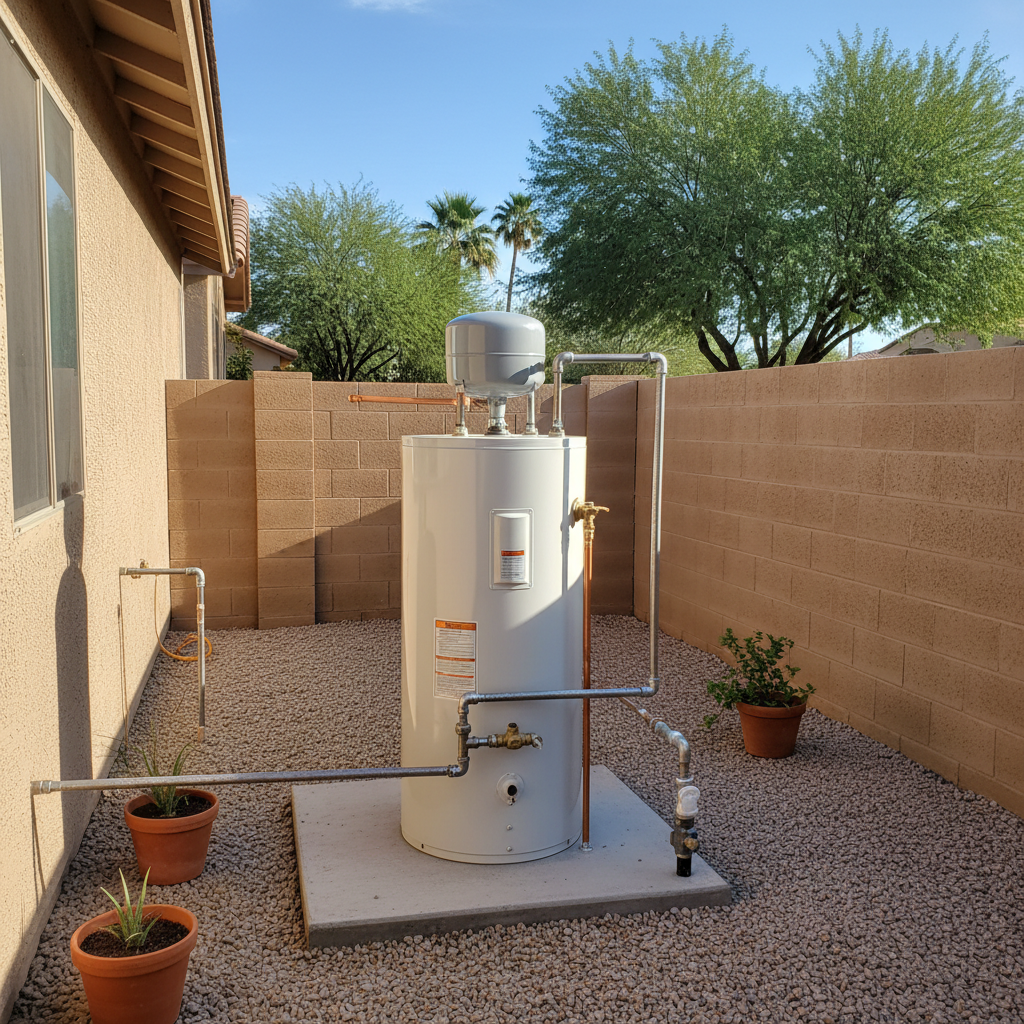 Completed water heater repair work at a residential property in Chandler, AZ